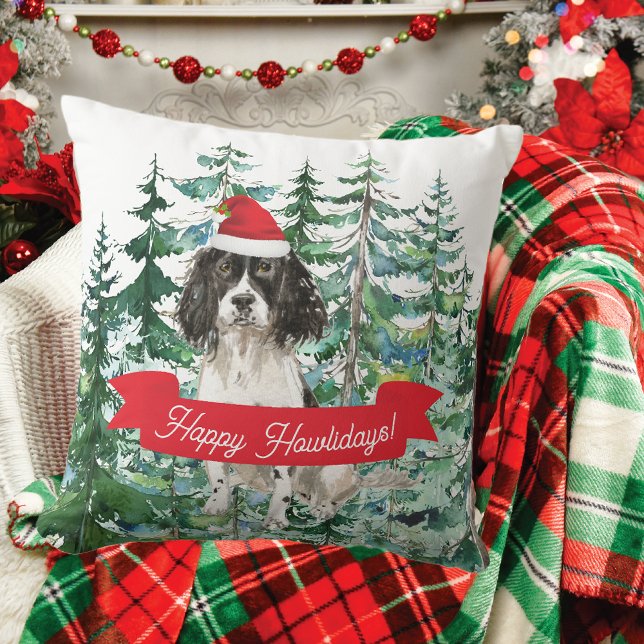 Coussin Happy Howlidays English Springer Spaniel (Créateur téléchargé)
