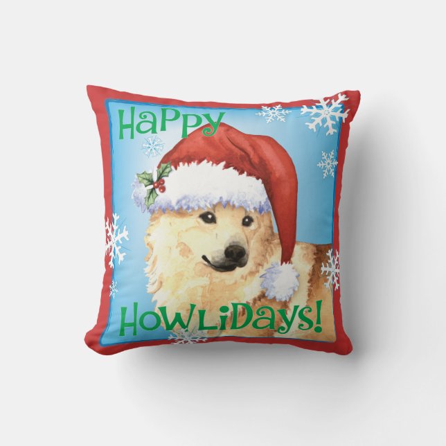 Coussin Happy Howlidays Norwegian Buhund (Recto)