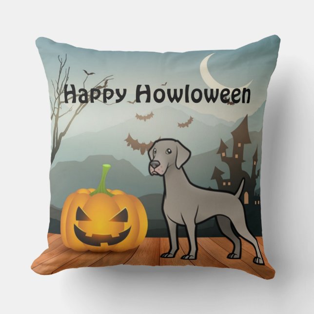 Coussin Happy Howloween Weimaraner (Recto)