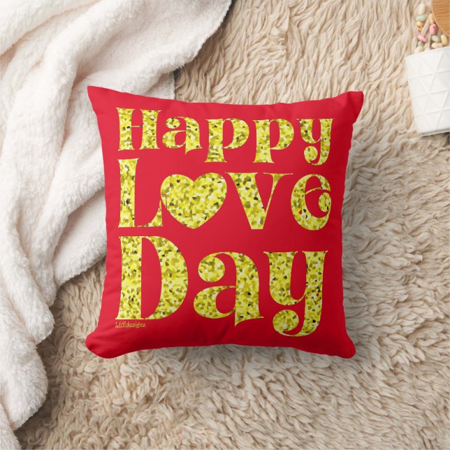 Coussin HAPPY LOVE DAY or (Couverture)