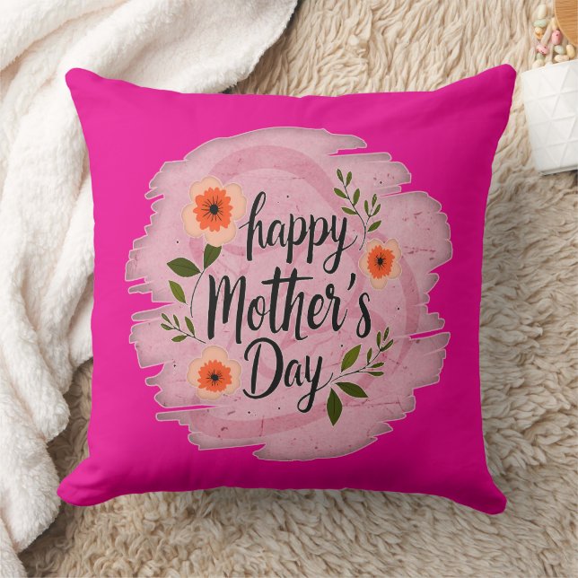 Coussin Happy Mother’s Day – Soft Floral Typography (Couverture)