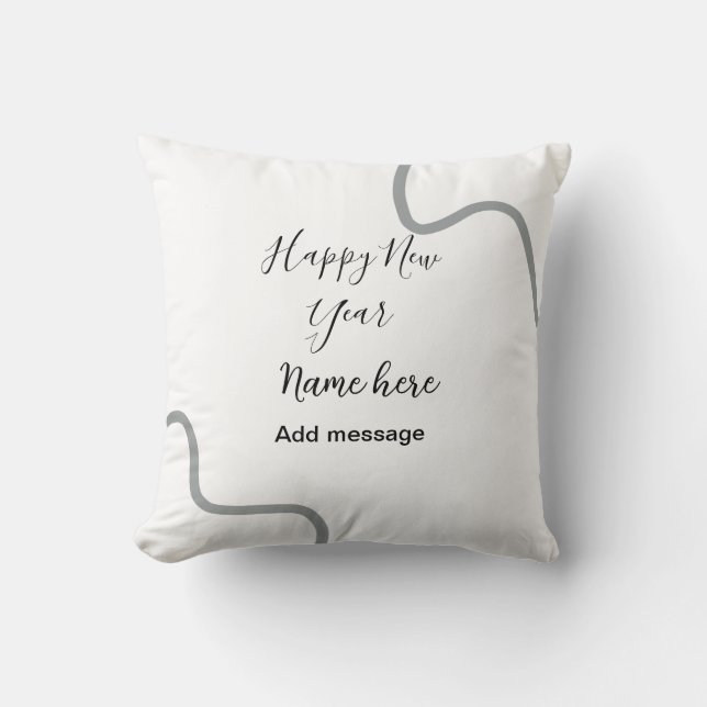Coussin Happy new year name message gray simple holiday  (Recto)