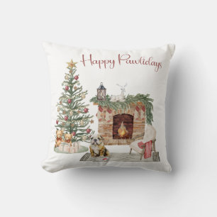 Coussin Happy Pawlidays Chien Design - Français Bulldog