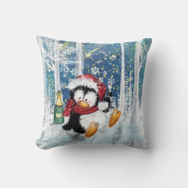 Coussin Happy Penguin - Noël (Recto)