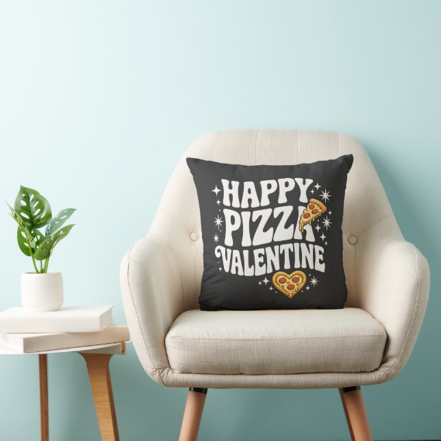 Coussin Happy Pizza Valentine Funny Pizza Love Design (Chaise)