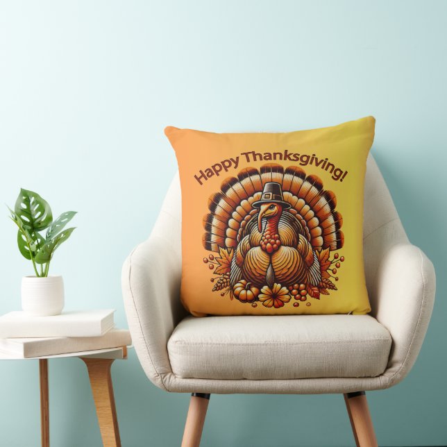 Coussin Happy Thanksgiving Turkey (Chaise)