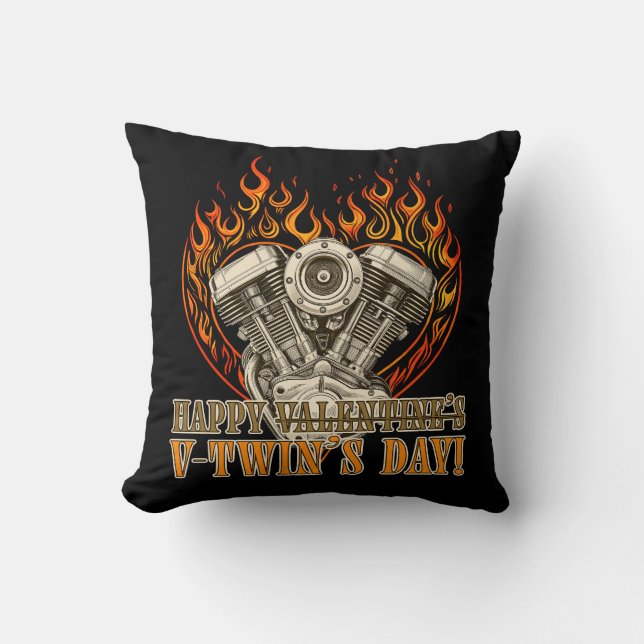 Coussin Happy V-Twin's Day, Anti Valentine, Chopper Lovers (Recto)
