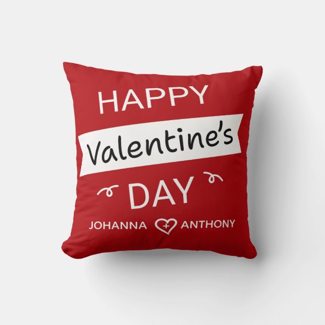 Coussin Happy Valentine’s Day – Cute Valentine Love Custom (Recto)