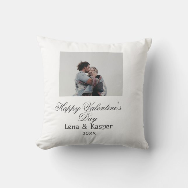 Coussin Happy Valentine's day couple photo modern simple t (Recto)