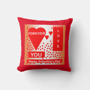 Coussin Happy Valentine's Day Text Forever Love Hearts Red
