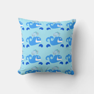 Coussin Happy Whale amusant Cartoon Ocean Animal Motif