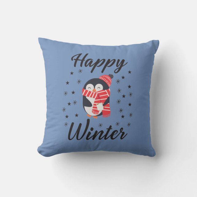 Coussin Happy Winter, mignon Penguin (Recto)