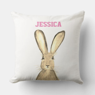 Coussin Hare lapin aquarelle Lapin Beige neutre