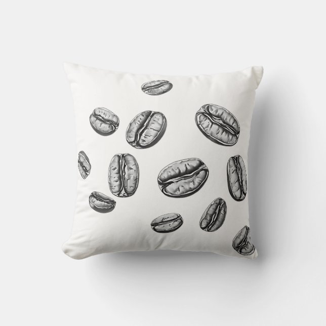 Coussin Haricots de café noirs et blancs (Recto)