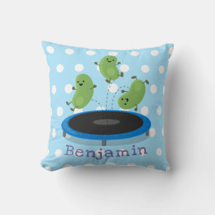 Coussin Haricots verts mignons sur dessin animé trampoline