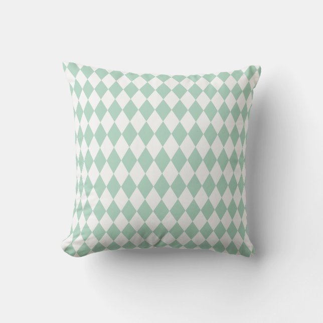 Coussin Harlequin Seafoam et blanc (Recto)