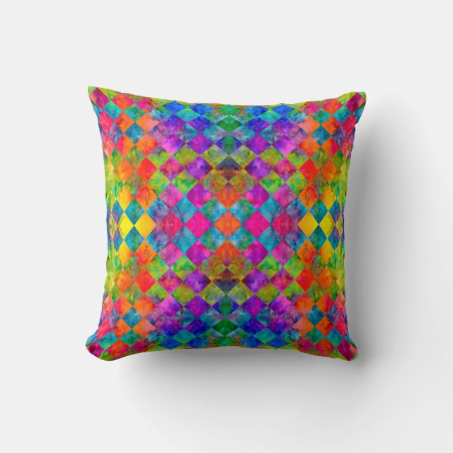 Coussin [Harlequin Tie-Dye] Diamant à carreaux fractals (v (Recto)