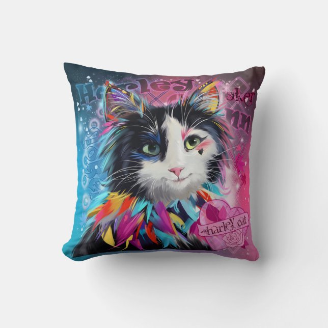 Coussin Harley Quinn le chat (Recto)