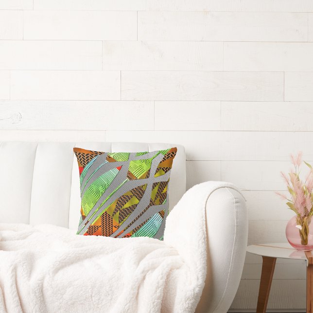 Coussin Harmonie Afrocentrique : Géométrique Multicolore (Créateur téléchargé)