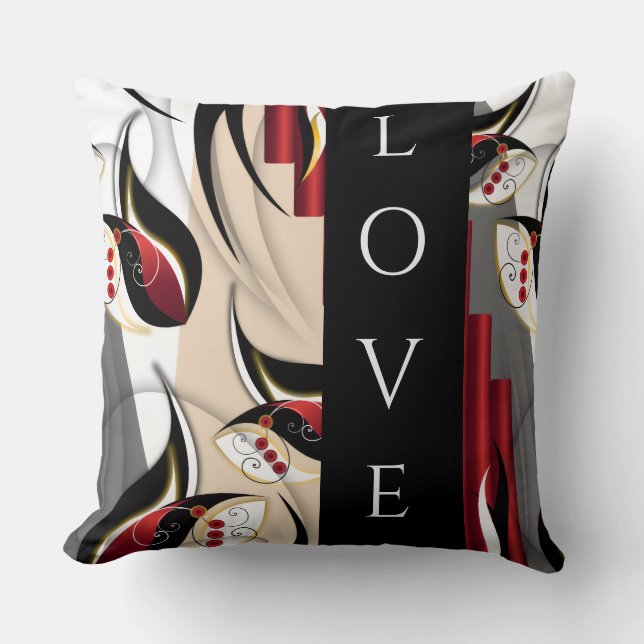 Coussin Harmonie Botanique Rouge et Or (Recto)