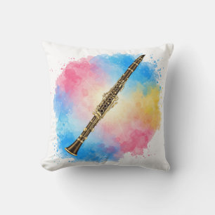Coussin Harmonie Clarinet : Aquarelles colorées.