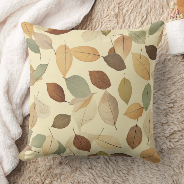 Coussin Harmonie de feuilles pressées – Botanique vintage  (Couverture)