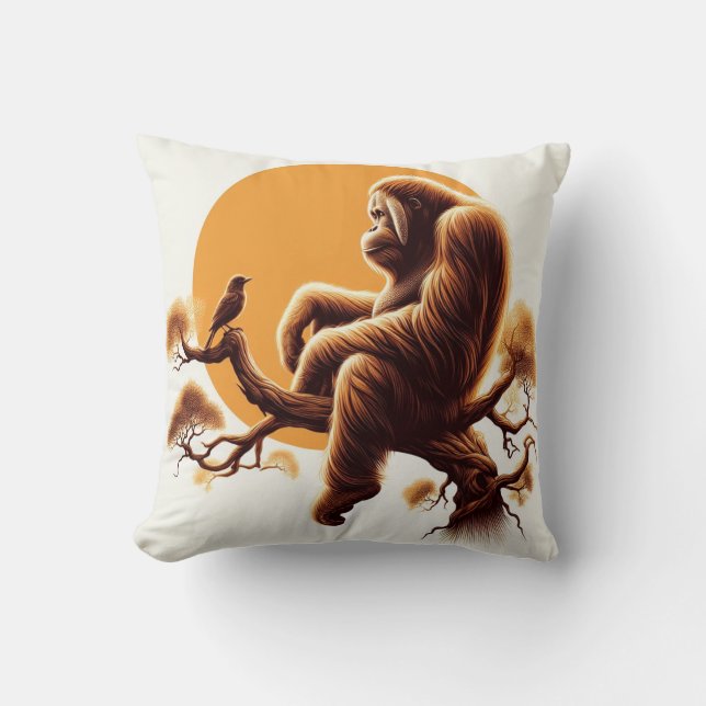 Coussin Harmonie de la jungle : inspirée par l'Orangoutan (Recto)