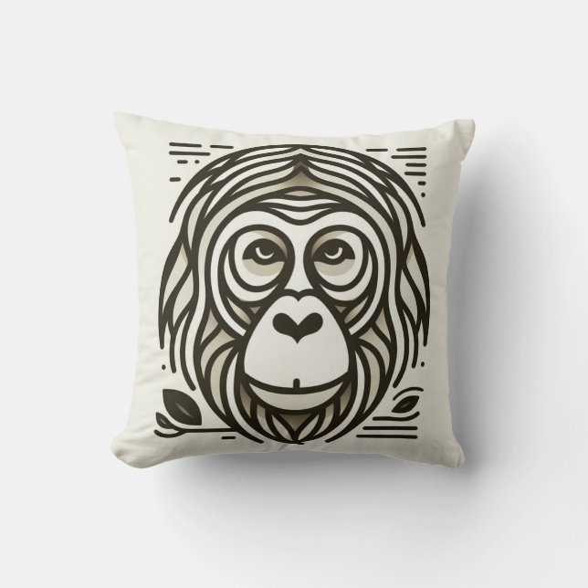 Coussin Harmonie de la jungle : inspirée par l'Orangoutan (Recto)