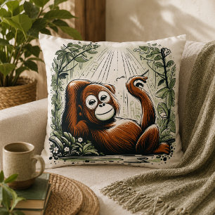 Coussin Harmonie de la jungle : inspirée par l'Orangoutan