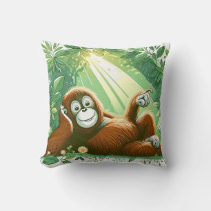 Coussin Harmonie de la jungle : inspirée par l'Orangoutan