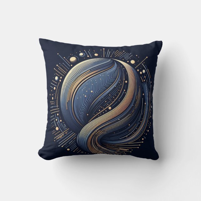 Coussin ''Harmonie galactique Abstraite flux cosmique" (Recto)