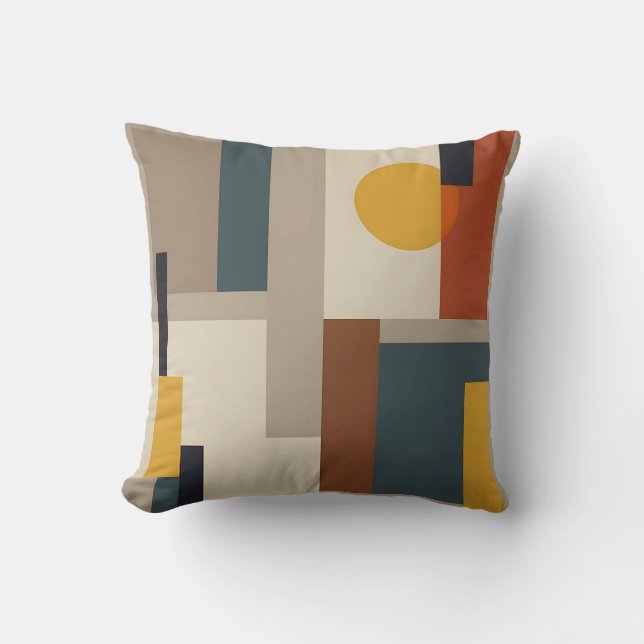 Coussin Harmonie Géométrique Abstraite du Milieu du Siècle (Recto)