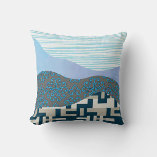 Coussin Harmonie Géométrique Aqua