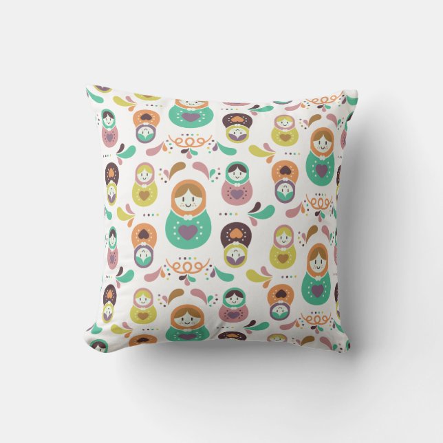 Coussin Harmonie Matryoshka - Motif russe de poupée de nid (Recto)