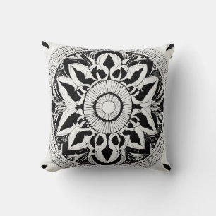 Coussin Harmonie monochrome : Symétrie complexe en noir et