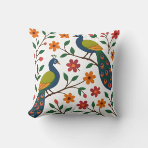 Coussin Harmonie Paon Floral