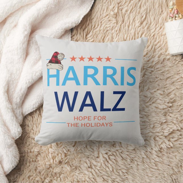 Coussin Harris Walz Noël espoir pour les fêtes Kamala (Couverture)