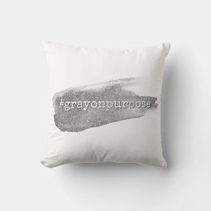 Coussin Hashtag Gris à dessein Pinceau Argenté Pailleté