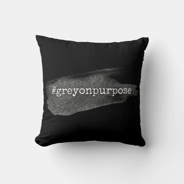 Coussin Hashtag Gris à dessein Pinceau Paillettes Argentée (Recto)