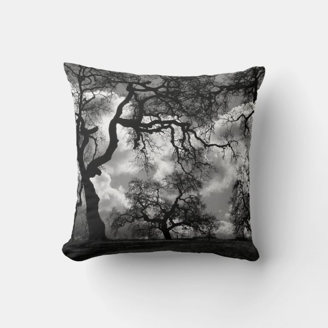 Coussin Hauning Arbres noirs et blancs (Recto)