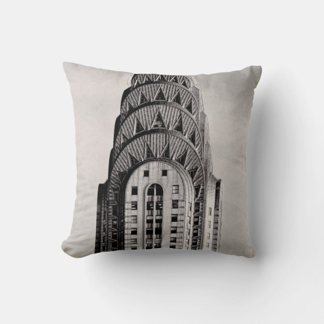 Coussin Haut de l'immeuble Chrysler NYC - N&B (Recto)
