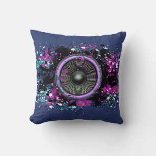 Coussin Haut-parleur de musique et peinture éclaboussée