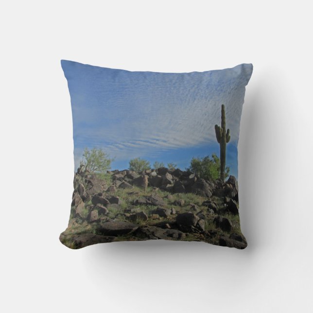 Coussin Haut Saguaro Cactus Paysage du désert Photo (Recto)