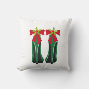 Coussin Haut talons verts avec les vaches de Noël
