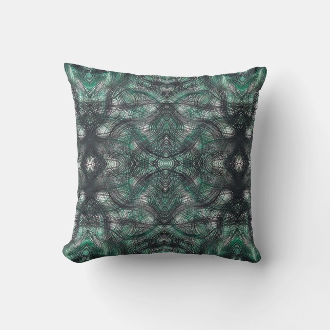 Coussin Hauteurs d'art abstrait aquarelle vert foncé (Recto)