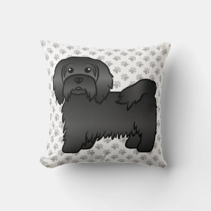 Coussin Havanais noir Chien de dessin animé mignon & patte