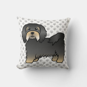 Coussin Havanais noir et feu Chien de dessin animé mignon 