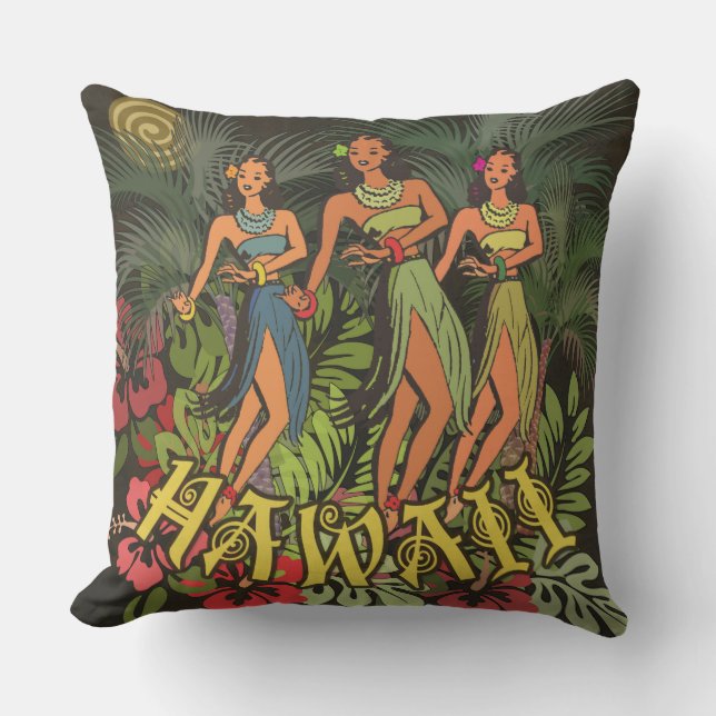 Coussin Hawaii Aloha Palm Hula Art Design (Recto)