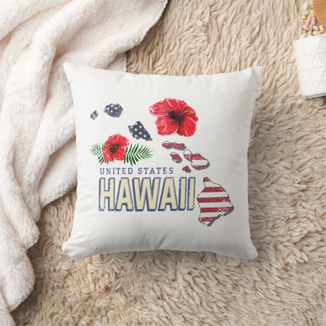 Coussin Hawaii États-Unis Retro State Map USA Souvenir (Couverture)