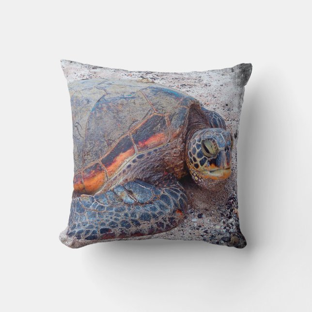 Coussin Hawaii Honu Sea Turtle Beach Photo Simple Moderne (Recto)